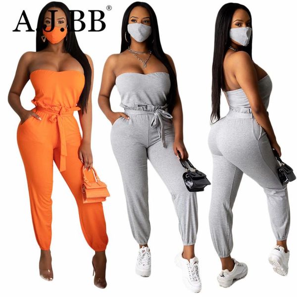 

european fashion solid color casual women's suit with slim fit, off shoulder, sleeveless bra and trousers, Gray