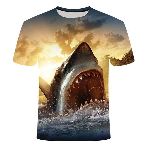 

fishing casuall style digital fish o -neck t -shirt great white shark sandbeach 3d print shirts harajuku hentai humor men clothing