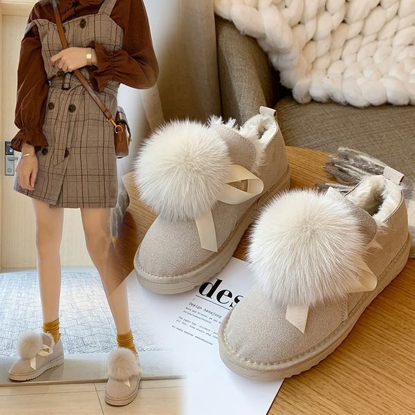 

women boots suede waterproof rubber sole anti-slip lasies winter boot short plush interior to keep warm plus-size flats shoes, Black