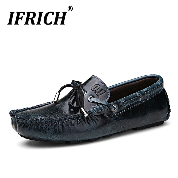 

new trend young casual loafers shoes men shoes genuine leather driving for mens designer flats men, Black