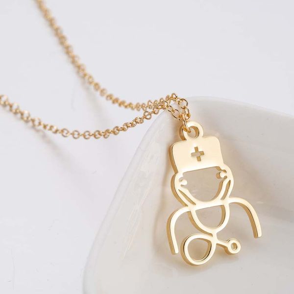 

jewelry on the neck simple necklace women stethoscope pendant stainless steel gifts for woman gold chain necklaces, Silver