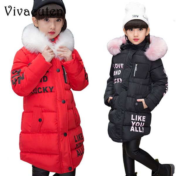 

children girls winter coat teenage cotton padded faux fur hooded jacket for girls warm clothes kids girl snow parkas outwear top, Blue;gray