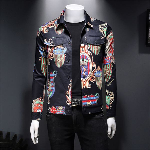 

designer designer 2020s luxury men's autumn jacket lapel long sleeve casual jacket button fashion print casual fashion men's baseb, Black;brown