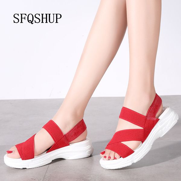 

women sandals 2020 summer female shoes woman wedge comfortable sandals ladies slip-on flat women sandalias mujer, Black