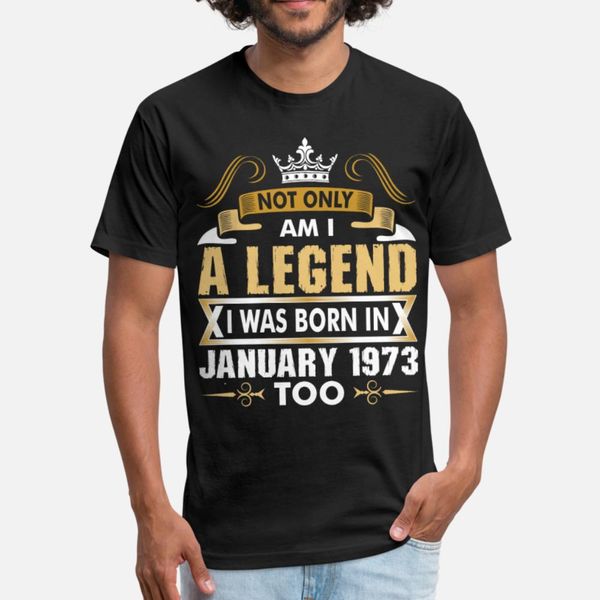 

я не только легенда я родился в январе 1973 тенниска мужчиной печати 100% хлопок crew neck костюм солнечного свет мода лето новизна рубашки, White;black