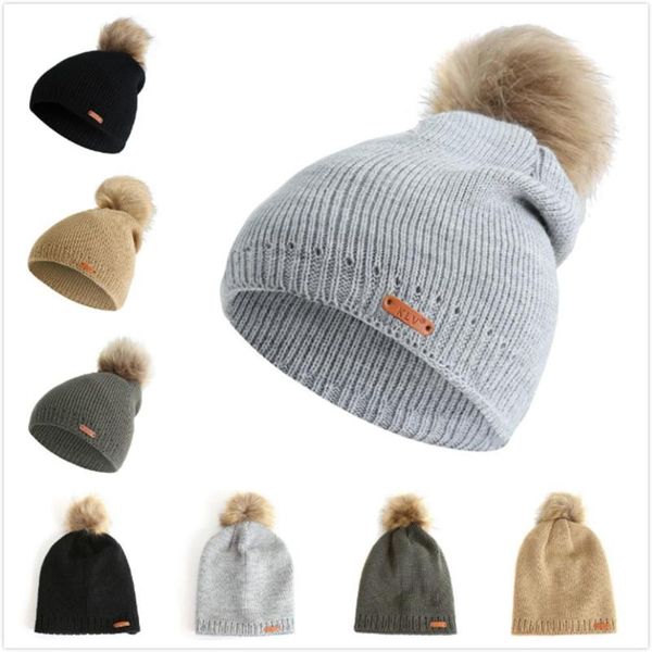 

women female fashion stripe winter warm hat girls pompom beanie knitted cap casual accessories gift, Blue;gray