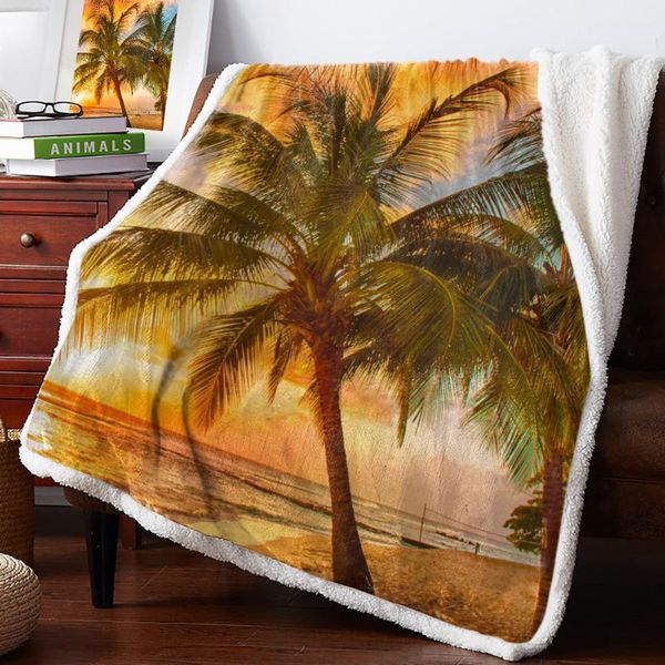 

winter cashmere blanket sunset coconut tree beach sky blankets flannel blanket fleece travel throw wrap improve sleep cozy plush