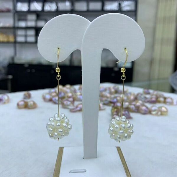 

dangle & chandelier hand made white pink purple freshwater pearl small ball pendant drop earrings fashion jewelry, Silver