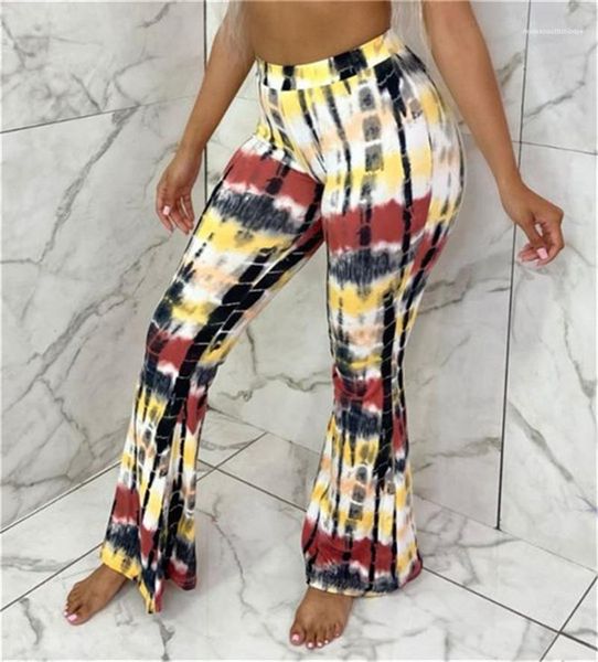 

dropshipping high waist women pants fashion tie dyed skinny flare long trousers new women casual pants, Black;white