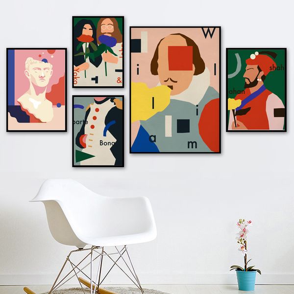 

spoof artist hit color plaster statue wall art canvas painting nordic posters and prints wall pictures for living room decor