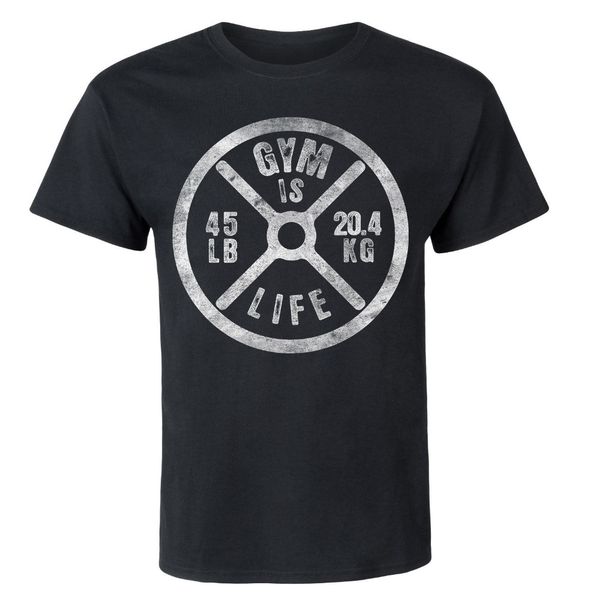 

2019 classical short sleeve t-shirt men slim fit t-shirt men o-neck tees gymer is life, weight plate custom t shirts