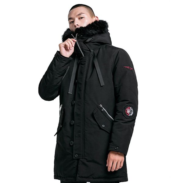 

men winter hooded cotton parka jackets windbreaker parkas men camouflage thicken winter jacket coat jaqueta masculino, Black
