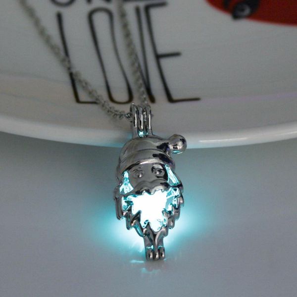 

zwpon glowing dark luminous stone pendant necklace santa claus pendant necklace for women men fashion jewelry, Silver