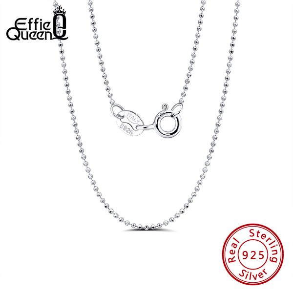 

effie queen 1.2mm ball bead chain necklace for pendant 40-50cm 925 silver necklace woman man fine jewelry gift wholesale sc24