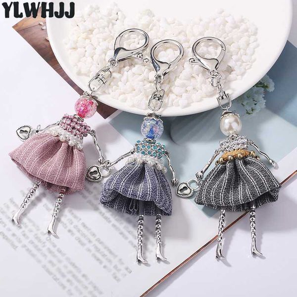

ylwhjj brand new women doll bag keychain key ring cute pendant car key chain girl fashion jewelry multiple colors to choose from, Silver