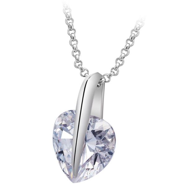 

snc44 big zircon pendant korean heart pendant necklace, Silver