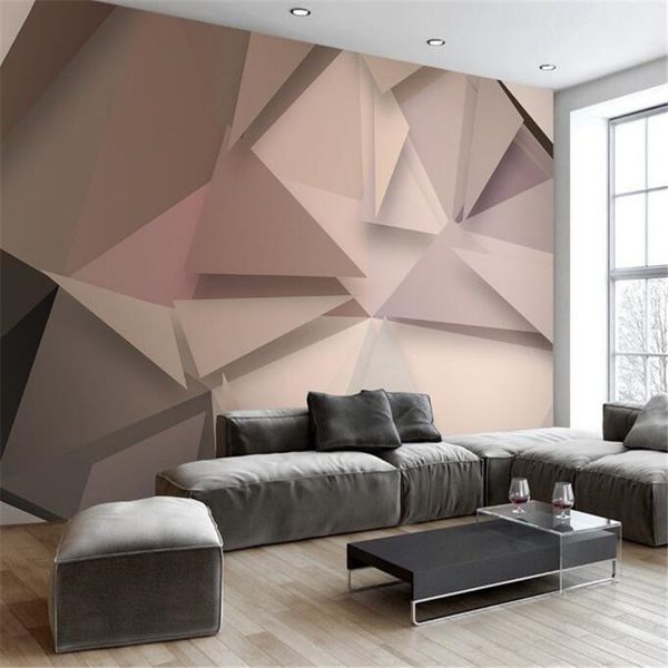 

wallpapers modern custom po simple polygon non-woven mural 3d fashion tv sofa background home decor for bedding room