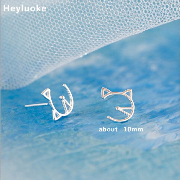 

heyluoke women's jewelry fashion cute cat face stud earrings gift for school girls kids lady, Golden;silver