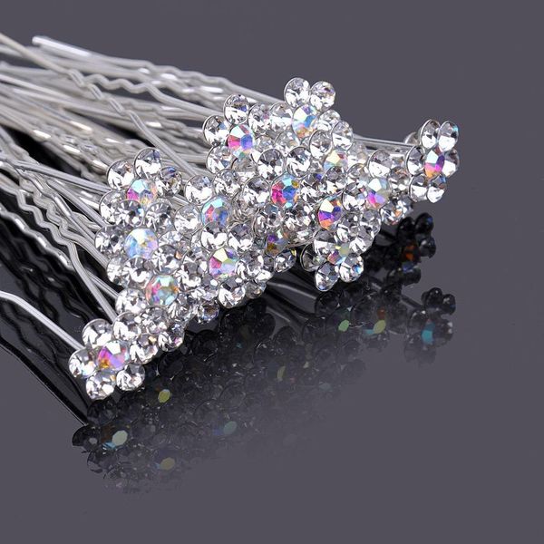 

diamond wedding bridal hair crystal clear hairdress flower mini ornament prom jewelry pins accessories fashion footballshoe hosfe, Golden;silver