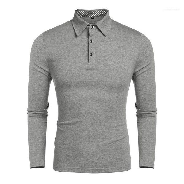 

down collar mens autumn business polo shirts spring solid color turn, White;black