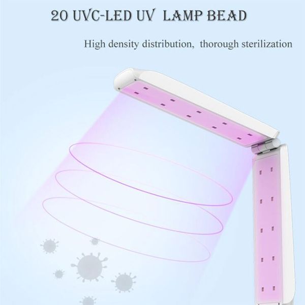 

uv light sanitizer wand, portable uvc light disinfector lamp chargable foldable for home l travel car kills 99% of germs and bacteria
