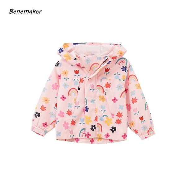

benemaker windbreaker for girl autumn thin jacket kids clothes girls 2-10 year children's clothing flower coat outerwear na099, Blue;gray