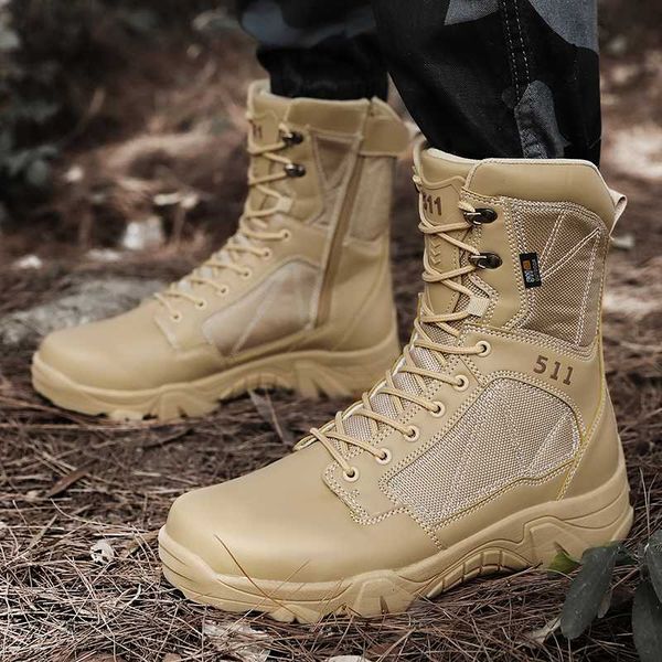 

breathable jungle camouflage boots lace up camo hiking motorcycle shoes lightweight combat boots army booties for men, Black