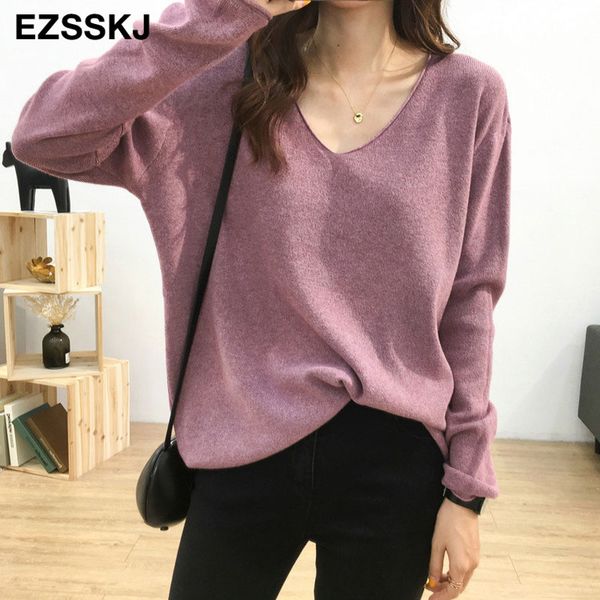 

2020 spring autumn new lazy knit oversize sweater women's pullover korean loose versatile bottoming shirt big sweater, White;black