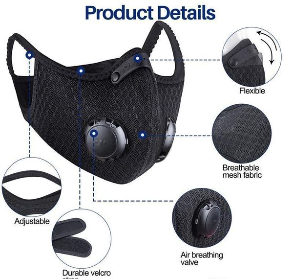 

mask anti-pollution cycling running pm2.5 sport face training fy9060 carbon filter activated washable hj2009 cwpyu