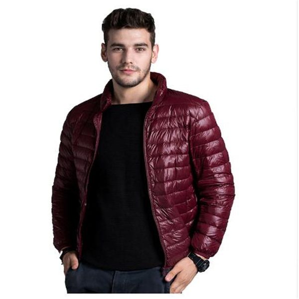 

winter men ultralight jacket 2020 new autumn white duck down jacket male windproof collar warm outwear coat parkas outdoors, Black;white