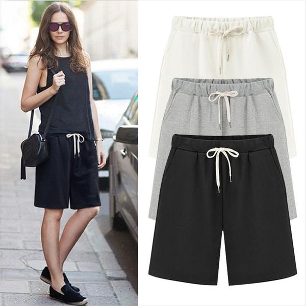 

2019 summer women short pants loose cotton pants large size 6xl women casual pants ladies shorts, White;black