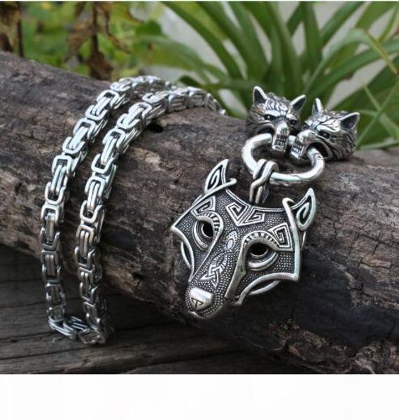 

ожерелье k мужчины из нержавеющей стали viking волчьей головы с odin елена розова ожерельем pendan скандинавского талисман этнические украше, Silver