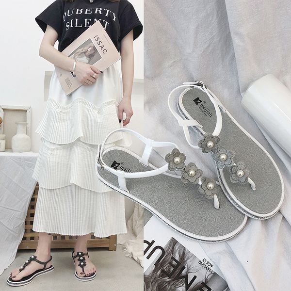 

2020 women non-slip soft-soled seaside vacation sandals fashion women's summer outdoor wear all-match flat bottom sandal, Black