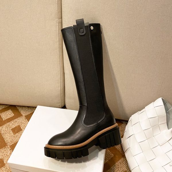 

genuine leather high boots women winter warm back zipper party basic shoes woman riding boots round toe knee high women, Black