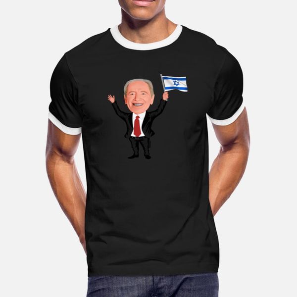 

shimon peres israel flag t shirt men designing short sleeve euro size s-3xl family crazy humor summer style natural shirt