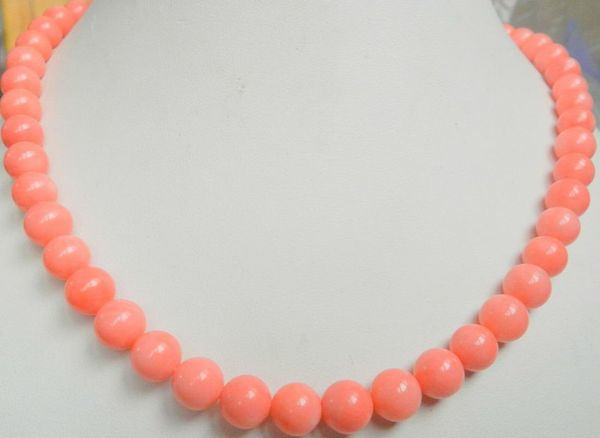 

jewelry necklace pink coral 8mm round beads 18, Silver