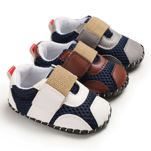 

autumn baby boy anti-slip casual walking pu shoes patchwork design sneakers soft soled first walkers