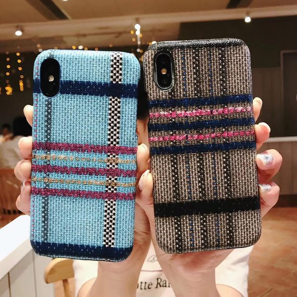 

cgjxs1pcs for iphone 8 phone case classic plaid leather phone case for iphone 6 /7 /x pattern phone case