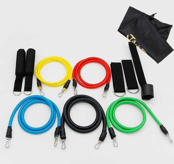 

tubes yoga workout bands training exercises pedal rope 11pcsset body fitness band pull excerciser resistance elastic mma3360 latex reszr