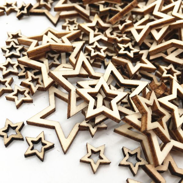 

100шт резки pentagram diy craft wood ломтики blank неполное главная