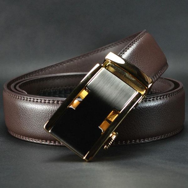 

ab003 регулируемая кожа мужчины золото автоматическая пряжка пояса, Black;brown