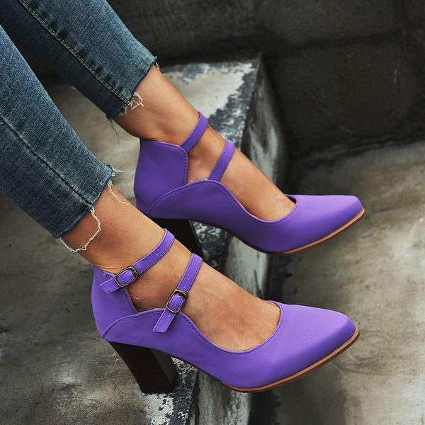 

dress shoes junsrm women pumps fashion ladies high heels soft leather woman pointed toe non-slip brand plus size 35~43, Black