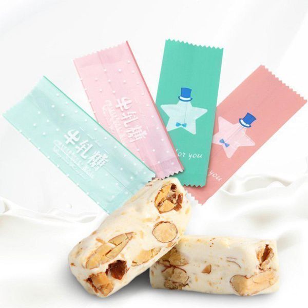 

100pcs/lot candy packaging bag cartoon design handmade nougat wrapping paper birthday wedding party supplies plastic gift bags