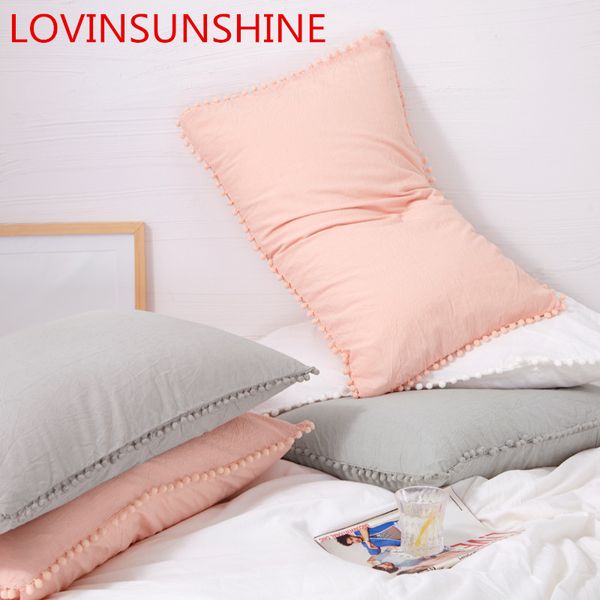 

pillow case lovinsunshine 100% cotton pillowcase cover with ball solid rectangle for bed al01#