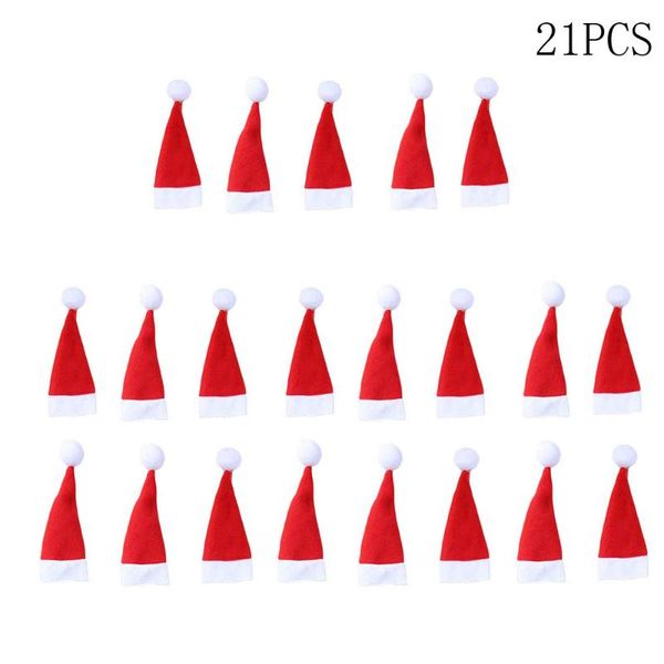 

21pcs santa hat reindeer christmas new year pocket fork knife cutlery holder bag home party dinner decoration tableware #20