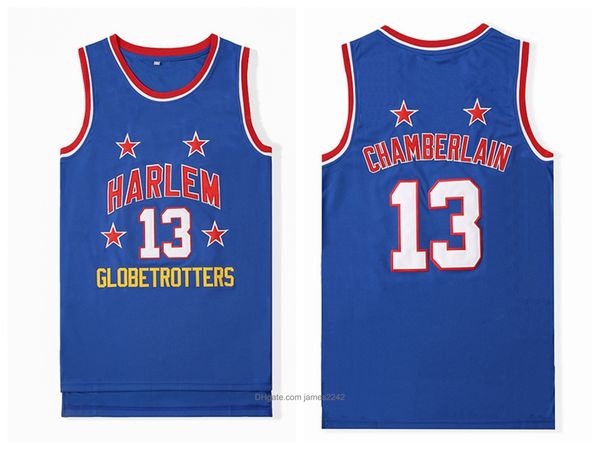 

harlem globetrotters wilt 13 chamberlain movie basketball jerseys sale team color blue all stitched ing, Black;red