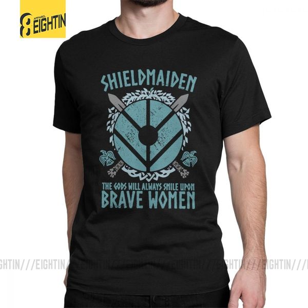 

man's shield maiden viking t shirts valhalla t-shirts amazing crewneck short sleeved clothes purified cotton tees summer style