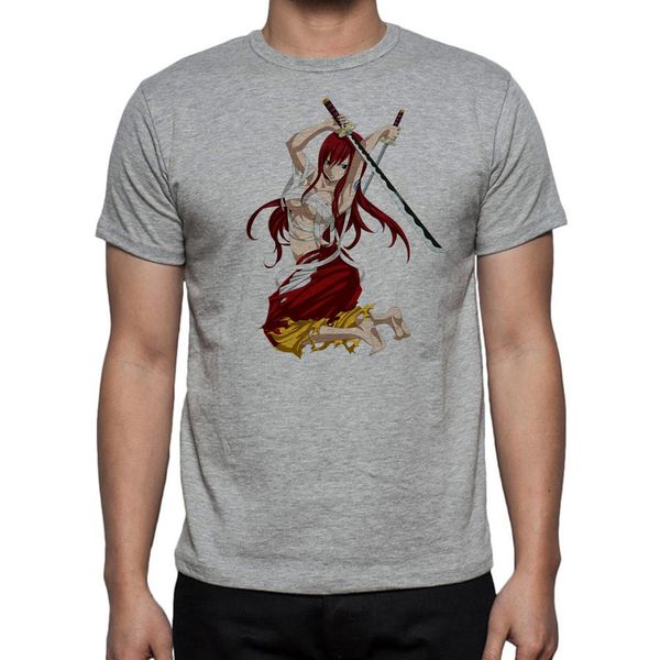 

fee schwanz erza scarlet anime manga logo baumwolle gedruckt grau t shirt t shirt