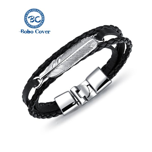 

braid leather feather shape accessories men's bracelet vintage leather charm bracelets women couple bangles handmade lucky gifts, Golden;silver