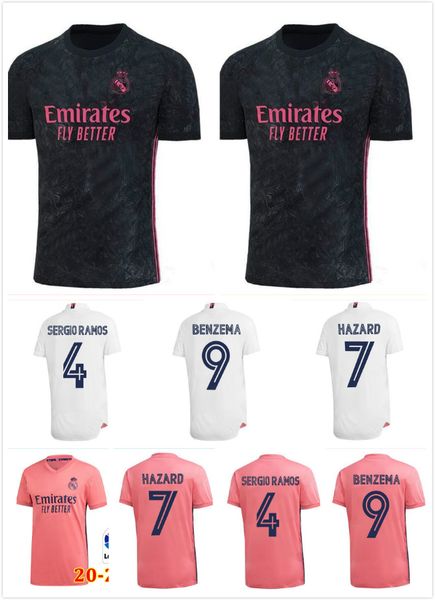 

20 21 soccer jerseys hazard real madrid 2020 jovic benzema football shirt set 2020 vinicius rodrygo modric men women kids kit uniforms, Black;yellow